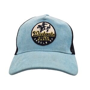 Westgate River Ranch Hat Light‎ Blue Corduroy Mesh Trucker Cap Saddle Up Western